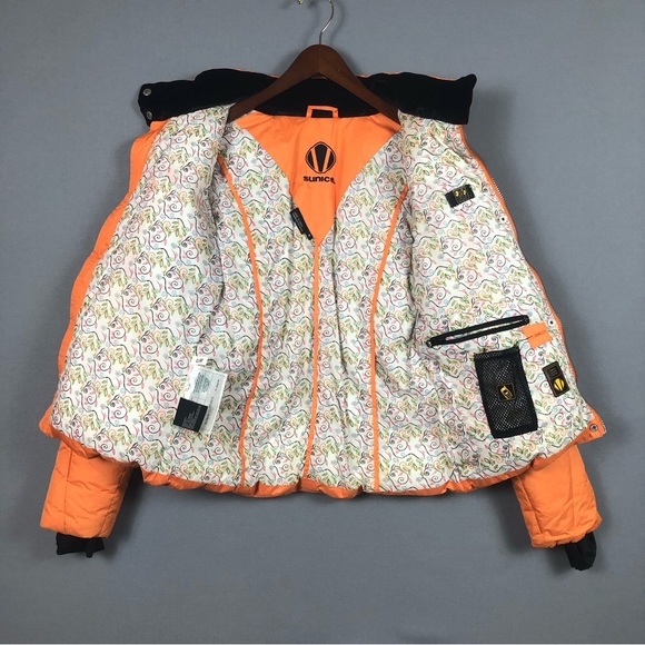 SUNICE Goose Down Puffer Jacket Coat Size 8 Full Zip Thumbhole Sleeve Inner Hood - Picture 8 of 16
